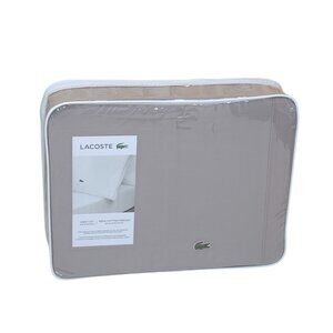 Lacoste King Percale Sheet Set 100% Cotton Sleet/Taupe Oeko-Tex Certified